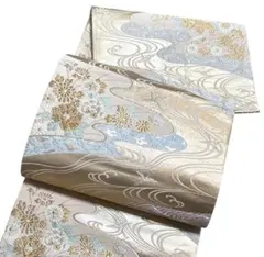 AA17袋帯 六通柄 唐織　金銀糸　流水花 正絹 着物