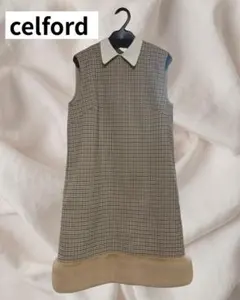 【定価25,850円】CELFORD セルフォード裾ファー切替ワンピース 38