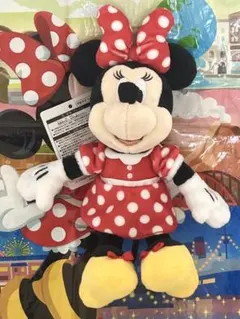 ディズニー ミニー ぬいぐるみバッジ キーホルダー ノーマル 水玉 タグ付き