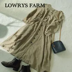 LOWRYS FARM /シャツワンピース/ベージュ / ゴムウエスト/FREE