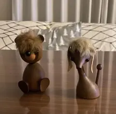 木製　オブジェ　置物　クマ　犬　北欧好きな方に