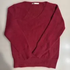 【ikka】赤 Vネックセーター S