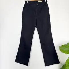 クロコダイル コーデュロイ風フレアパンツ ブーツカット ブラック M