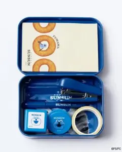 新品未開封　リンネル5月号付録　パペット　スンスン　缶ケース入りミニ文具セット