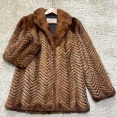 美品　デミバフミンク　リアルファーコート　11号　Lサイズ　ブラウン