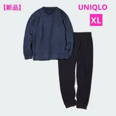 新品 ユニクロ ニットフリースセット メンズ ブルー XL