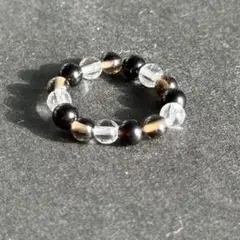 BR1063 天然石 パワーストーン ビーズリング モリオン スモーキー 水晶