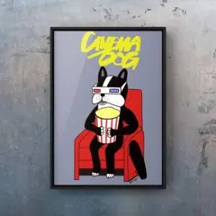 ★A4フレーム付き★オリジナル アートポスター CINEMA DOG 犬