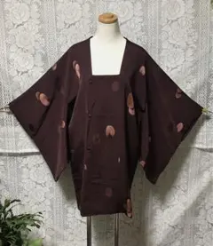 【中古】道行コート　正絹　茶系　和装