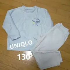 すみっコぐらし フリースパジャマセット 水色　130　UNIQLO　とかげ