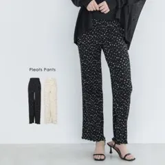 coca 楊柳プリーツドット柄レギンス パンツ