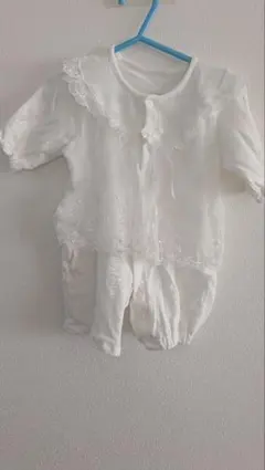 ホワイト ベビードレス レース リボン付き