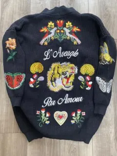 虎 タイガー 刺繍 ニット ニットカーディガン スカジャン セーター