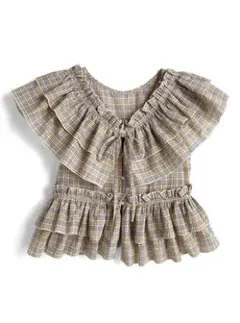 3Wayチェック柄フリルブラウス