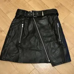 EVRIS ブラックフェイクレザースカート S