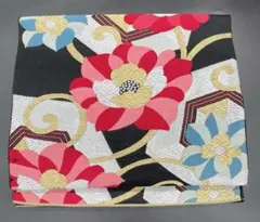 高級 正絹 袋帯 礼装 フォーマル 洒落帯　花柄　唐草　金糸　337