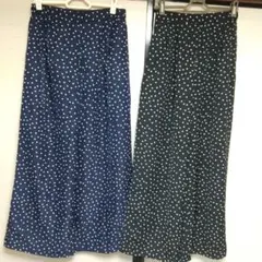 GU 水玉模様　黒/紺　ワイドパンツ　Ｍサイズ 2着セット