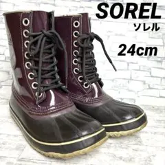 SOREL ソレル スノーブーツ パープル パテントレザー 24cm
