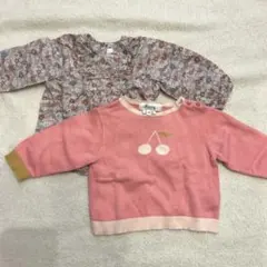 Bonpoint ピンク チェリートップス 12M セーター　シャツ　セット