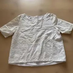 PLST ホワイト レース 半袖トップス　ブラウス