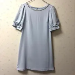 LAISSE PASSE レッセパッセ 半袖 ワンピース ドレス 水色 Sサイズ