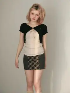 andmary Chloe check mini skirt/beige M - メルカリ
