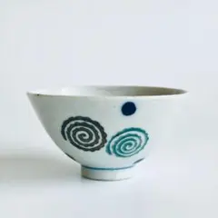 大正 戦前 昭和レトロ 水玉 渦巻文 茶碗 ［1629］