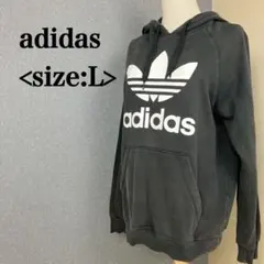 adidas アディダス トレフォイルロゴ パーカー L 黒のサムネイル