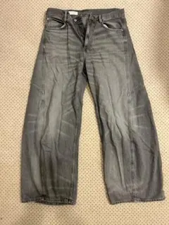 ZARA グレー ワイドレッグ デニムパンツ