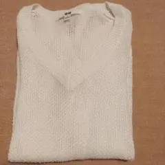 ユニクロ　プレミアムリネン　メッシュVネックセーター サイズS