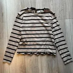 devirockベージュ×黒ボーダー長袖カットソー♡140サイズ