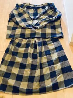 ichi チェック柄トップスとスカートセットアップ