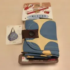 Shupatto 折りたたみエコバッグ 青と黄色のドット