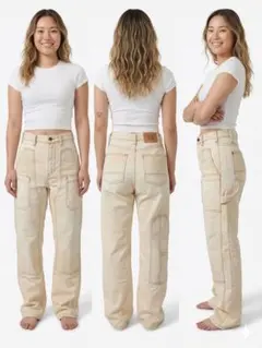 Urban outfittersストレートデニムパンツ ベージュのサムネイル