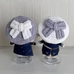 【2着セット】にじぱぺっと 10cmぬい リボンベレー帽 ホワイト×パープル