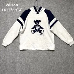 Wilsonゴツベア刺繍口 ゴ古着ハーフジップスウェット　ユニセックス　Fのサムネイル