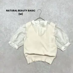 NATURAL BEAUTY BASIC/レイヤード風トップス/M/アイボリー