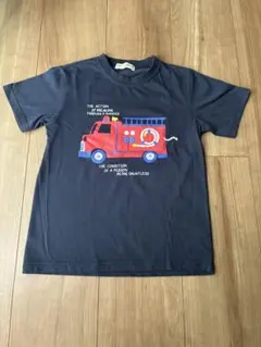 消防車 仕掛け 半袖Tシャツ ネイビー　130㎝のサムネイル