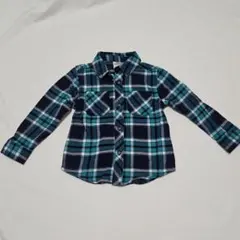 【試着のみ】ベビー服 トップス 前開き 長袖 ボタン チェック 3T