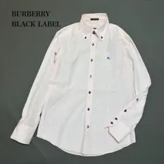 バーバリーブラックレーベル コットンシャツ サイズ2 淡いピンク 総柄 ビジネス