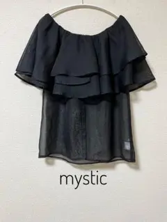 mystic ミスティック シアー フリル オフショル ブラウス ブラック