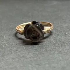 WR754G 天然石 パワーストーン ワイヤーリング ブラックシェル 黒蝶貝