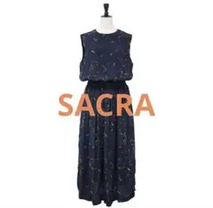 SACRA シャドーフラワーノースリーブワンピース　38