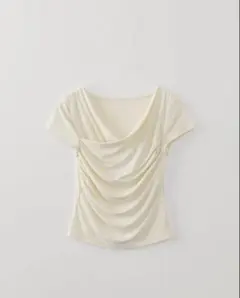OHOTOROシャーリングTシャツ 2way Shirring Half Top