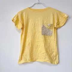 ✨️お買得‼️ イエロー Tシャツ ボタン付き袖 ポケット 春 夏 半袖 シンプル
