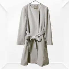 2435☆Apuweiser-richeノーカラーコート2毛84％アンゴラ16％