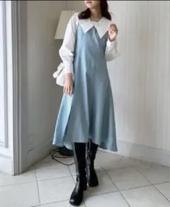 NICE CLAUP 襟付き　ドッキングワンピース