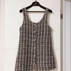 値下げ　ツイードチェック ワンピース（チュニック）