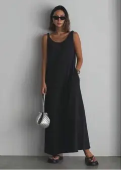 c*e様 room306CONTEMPORARY ロングワンピース ブラック room306 CONTEMPORARY / Cotton Boat-neck Long One-piece