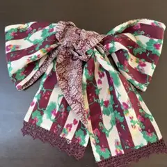 ANNA SUI ストライプ 花柄 シルクスカーフ　新品未使用　13×160